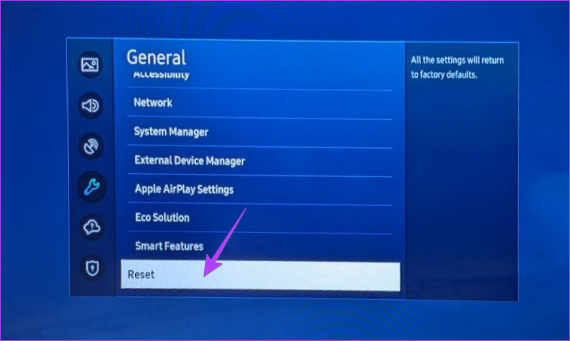 Samsung 电视重置