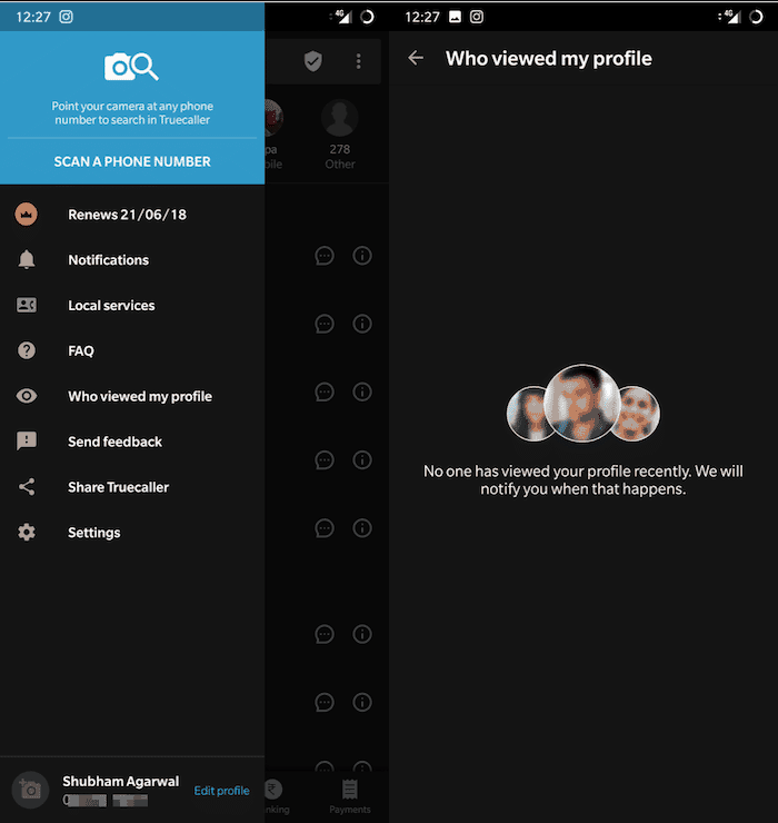 每当有人查看您的个人资料时，Truecaller 很快就会通知您