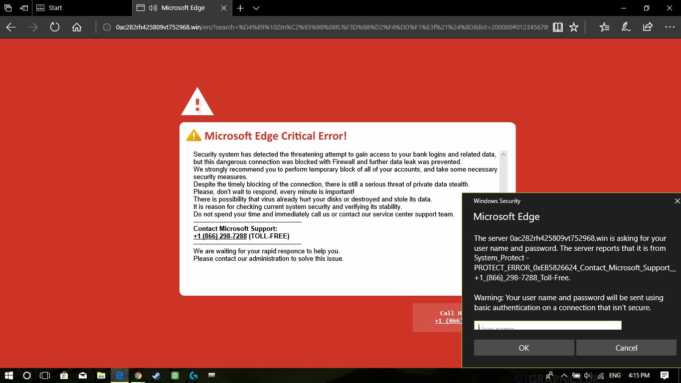 如何删除Microsoft Edge关键错误弹出骗局