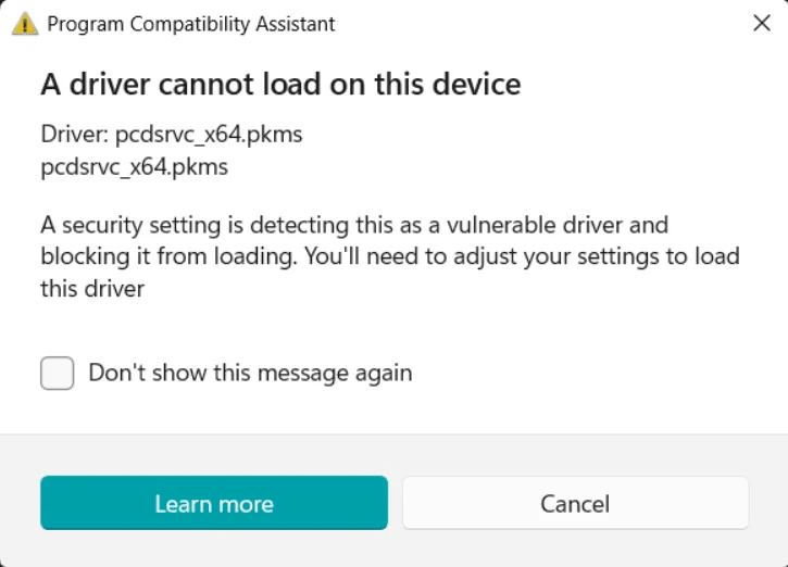 修复PCDSRVC_X64.pkms驱动程序无法在Windows 11中加载此设备错误