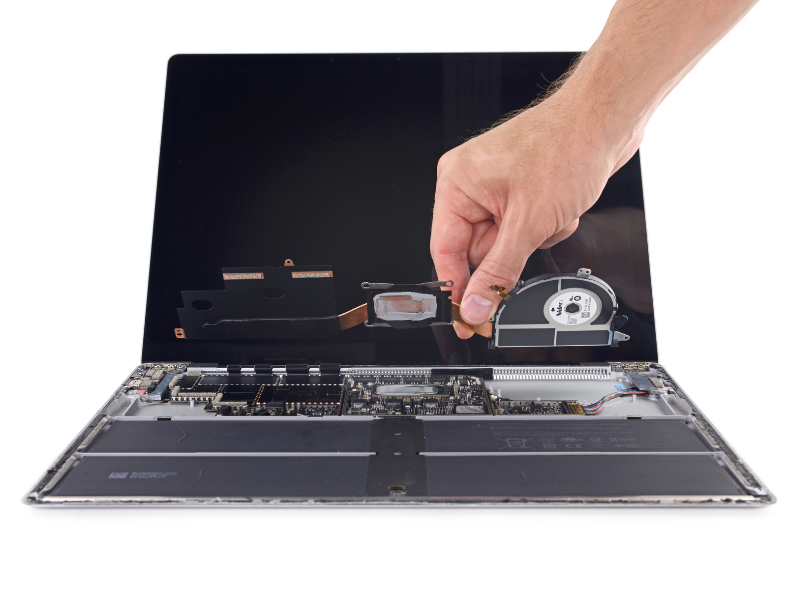 拆解显示 Surface Laptop 和 Surface Pro 无法修复