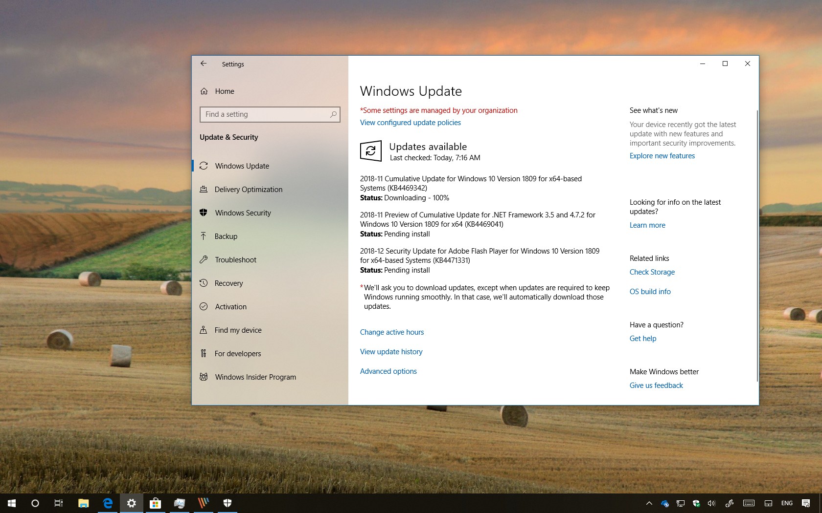 Windows 10 更新 KB4469342(内部版本 17763.168)发布