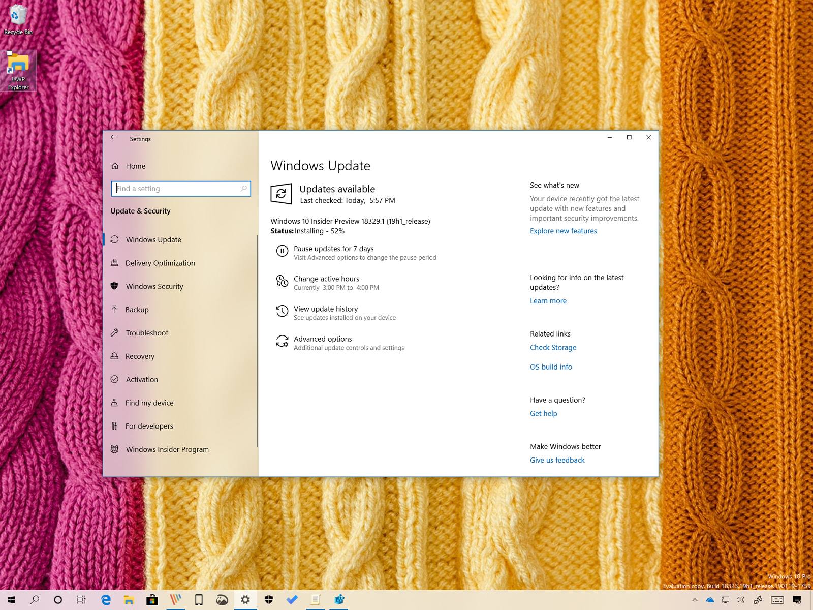 Windows 10 build 18329 (19H1) 发布，具有新功能