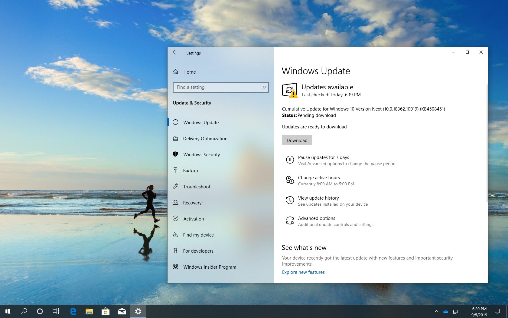 Windows 10 内部版本 18362.10019 (19H2) 发布版本 1909 - 数字指南