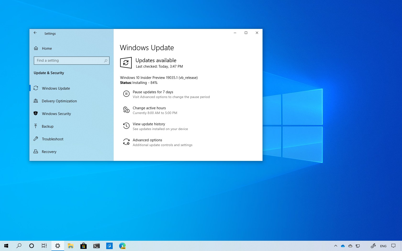 Windows 10 Build 19035（20H1）发布随着更改