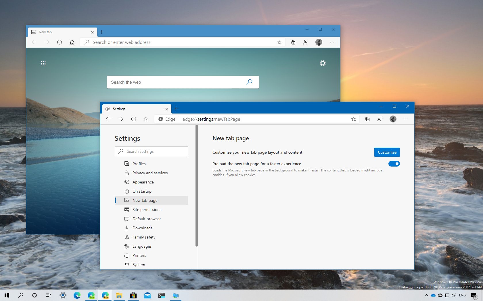如何在 Microsoft Edge 上啟用預先載入新標籤頁