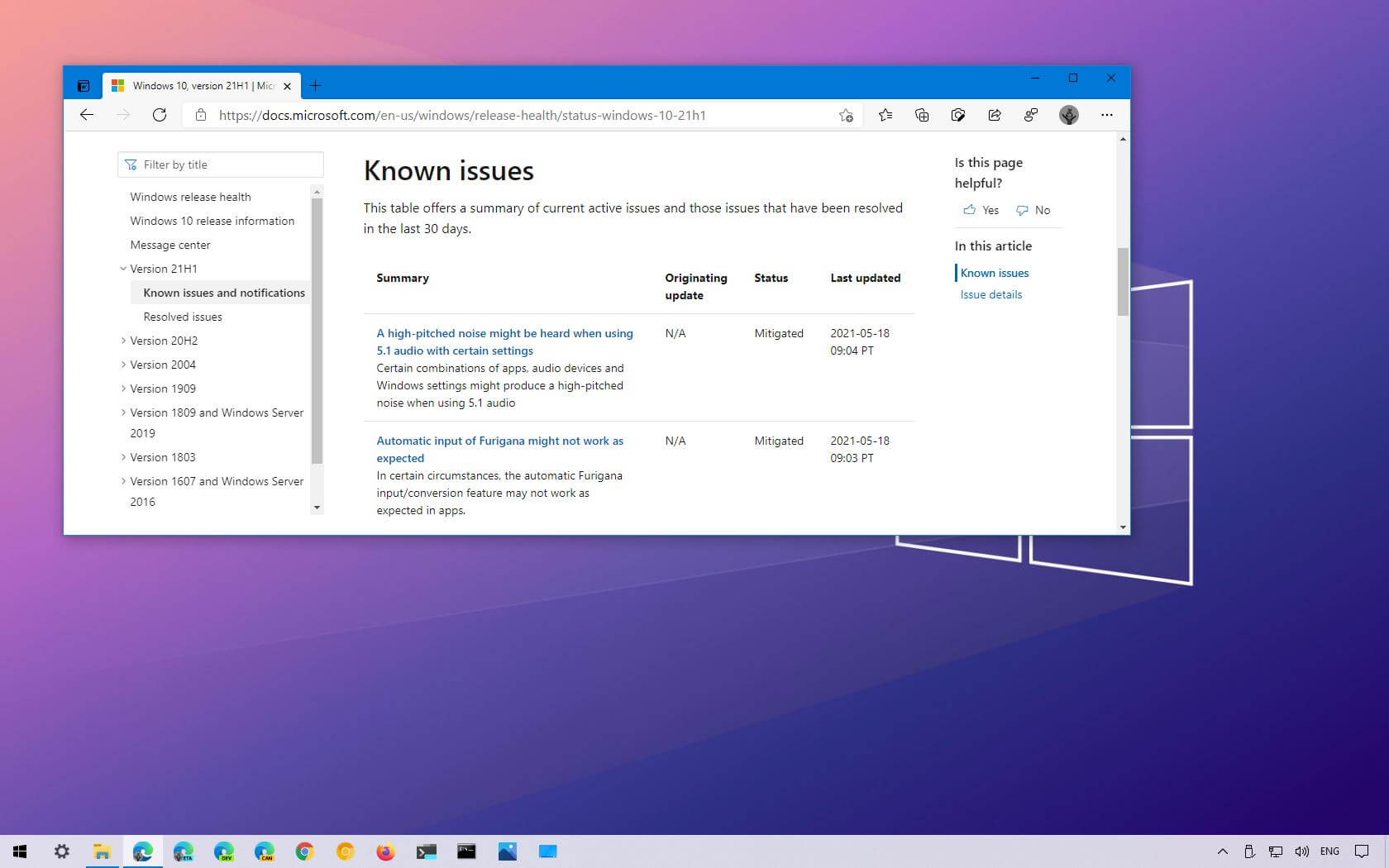 Windows 10 21H1 已知问题阻碍安装