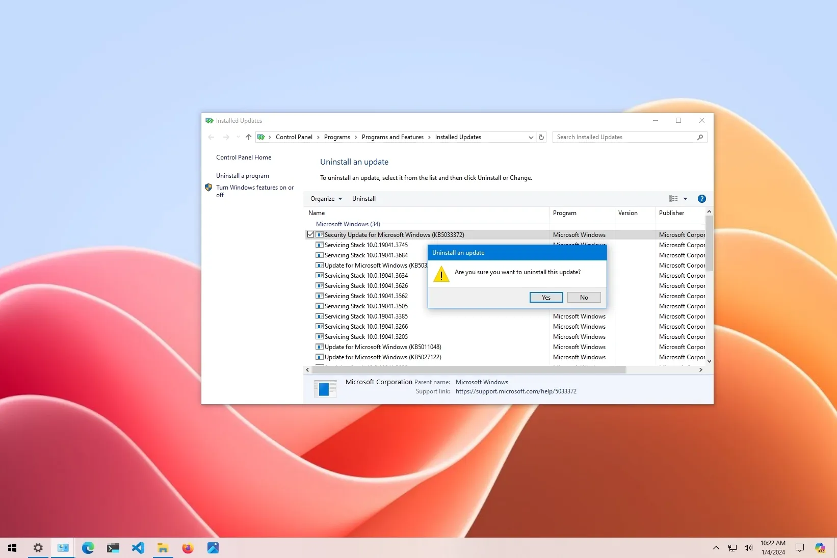 如何在 Windows 10 上卸载更新