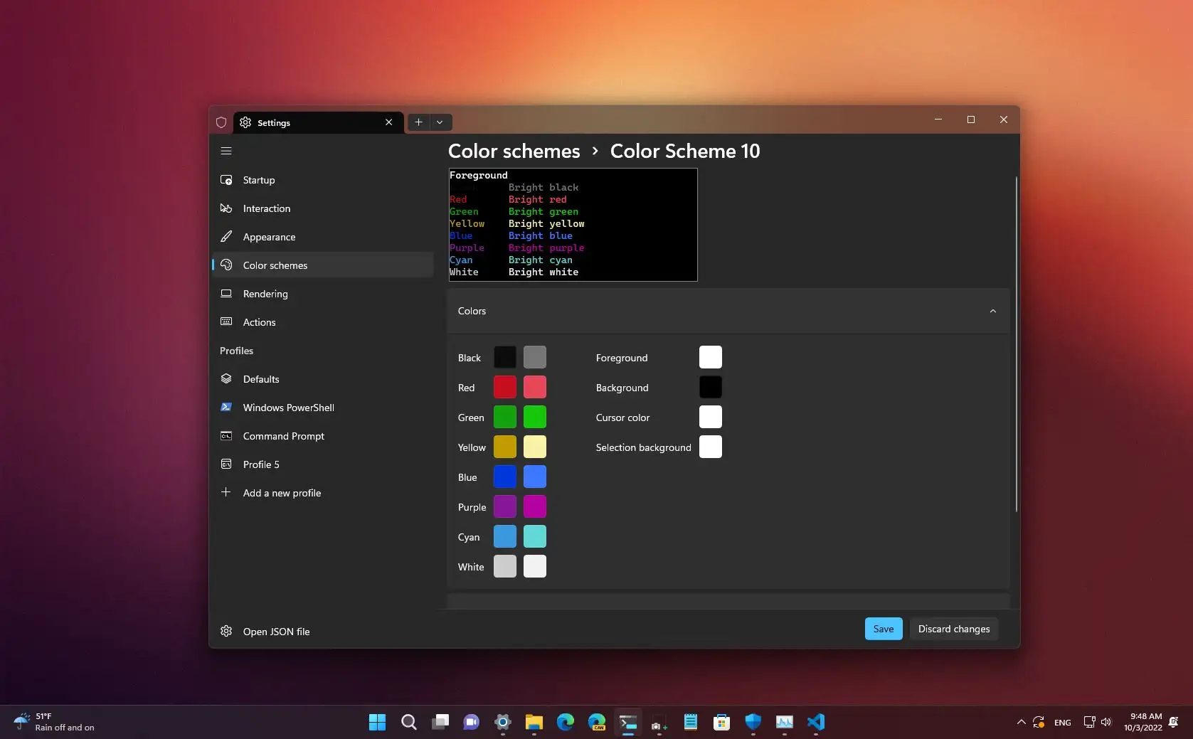 如何更改 Windows 终端上的配色方案