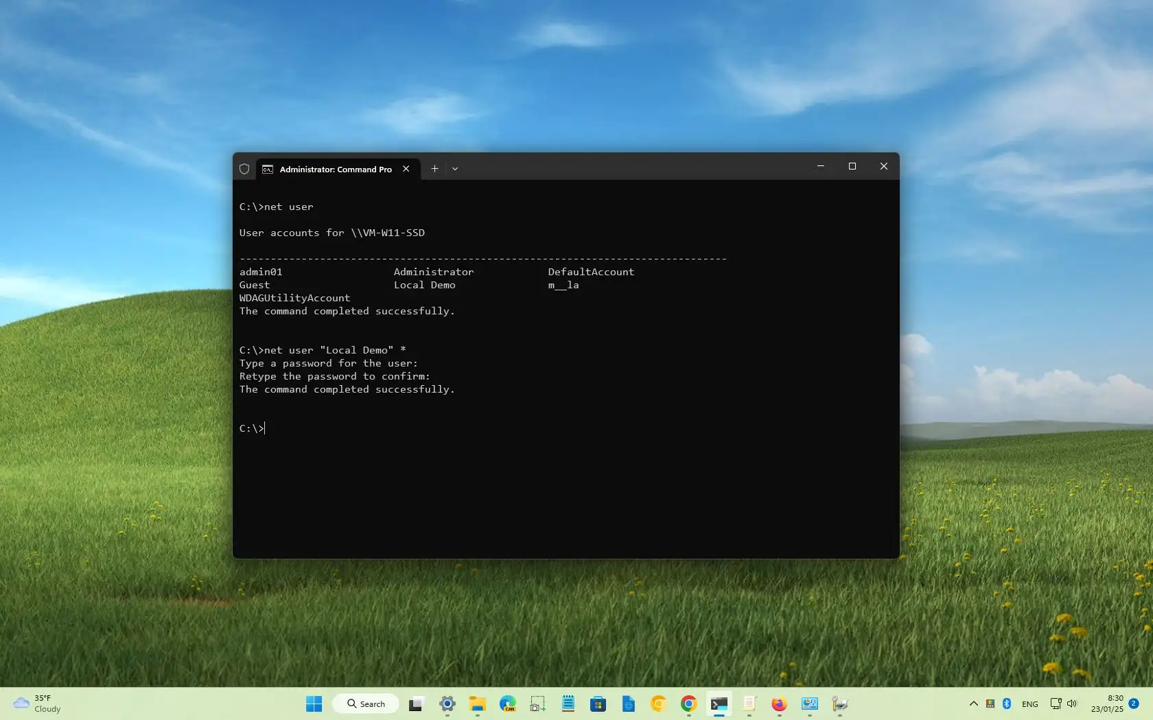 如何使用Windows 11上的命令提示更改密码11