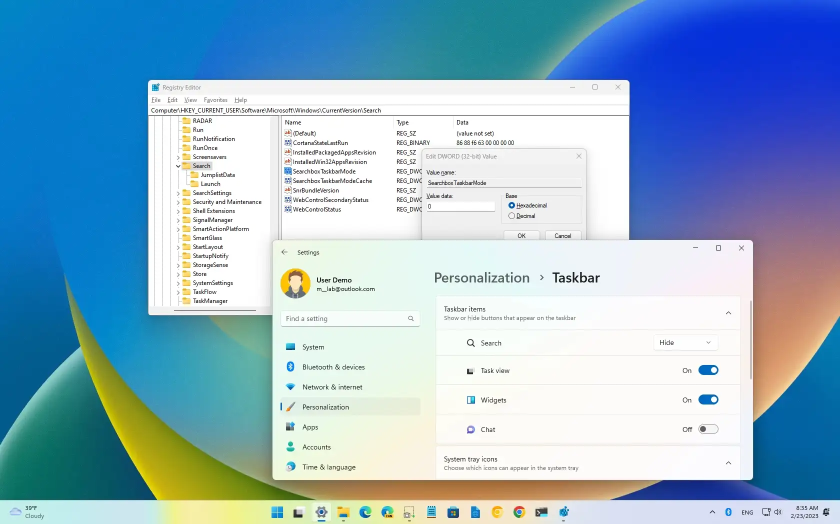 如何在 Windows 11 上停用工作列搜尋框