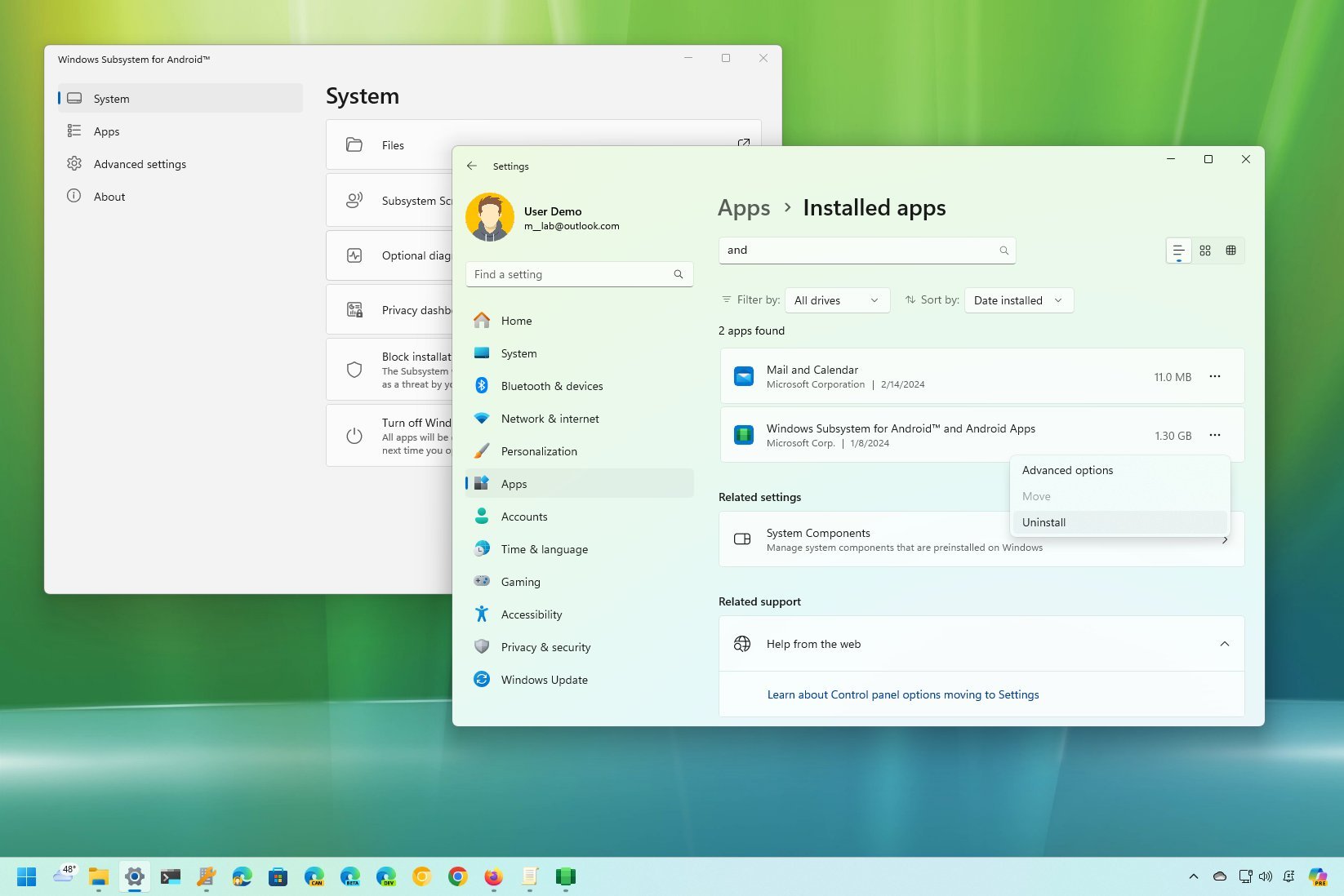 如何在 Windows 11 上卸载适用于 Android 的 Windows 子系统 (WSA)