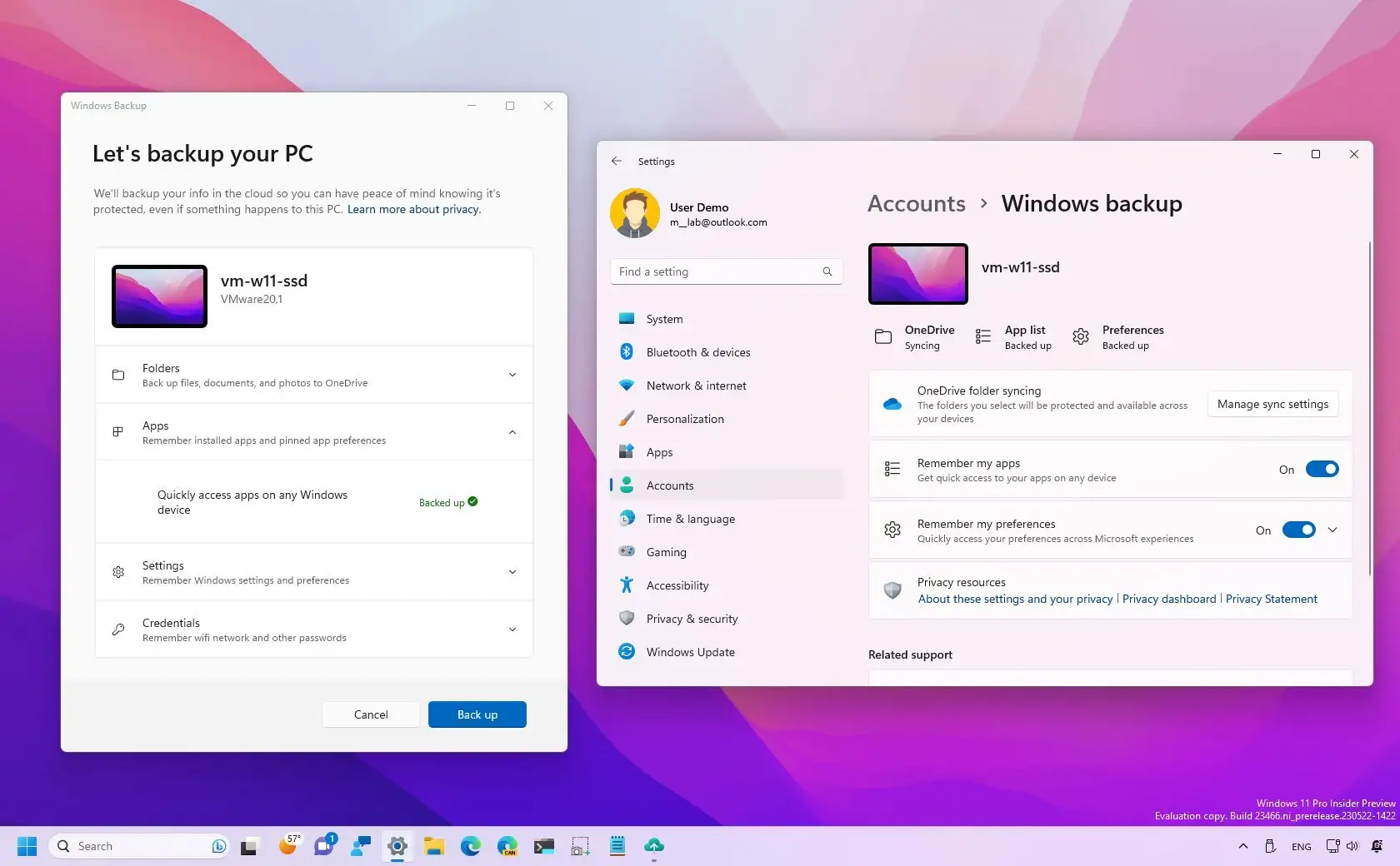 Windows 11 获得新的基于云的备份应用程序