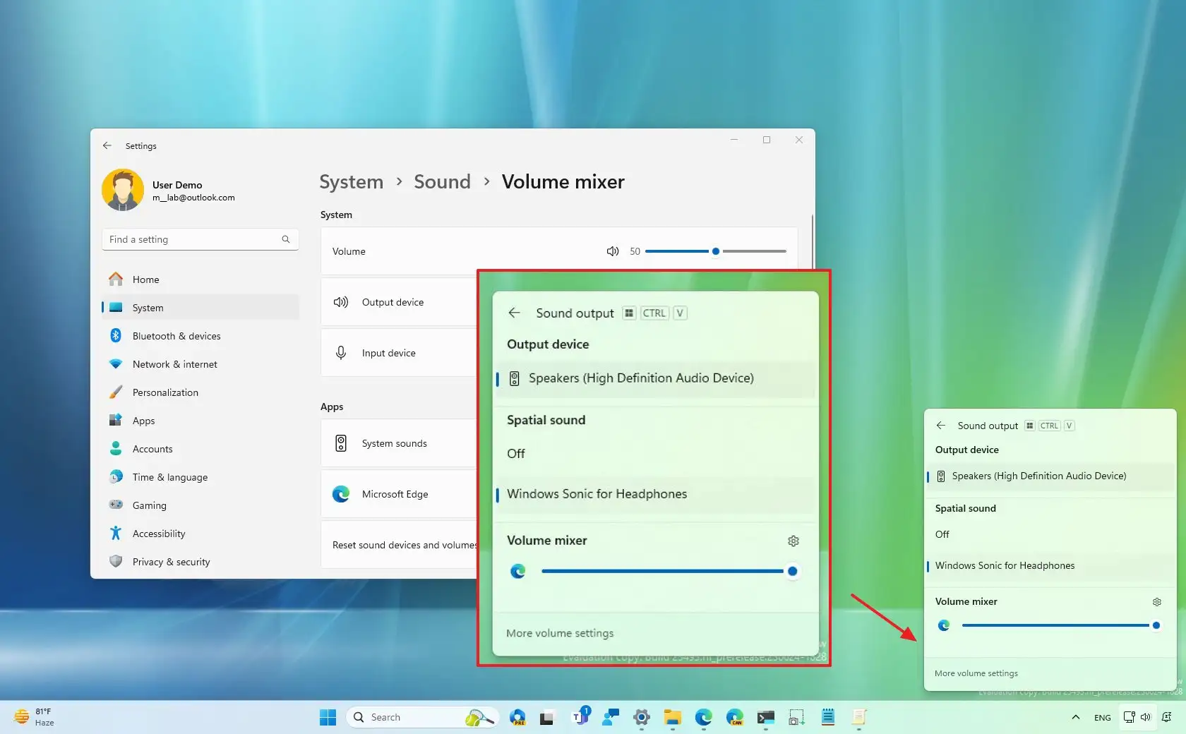 Windows 11 從快速設定中獲得新的音量混合器