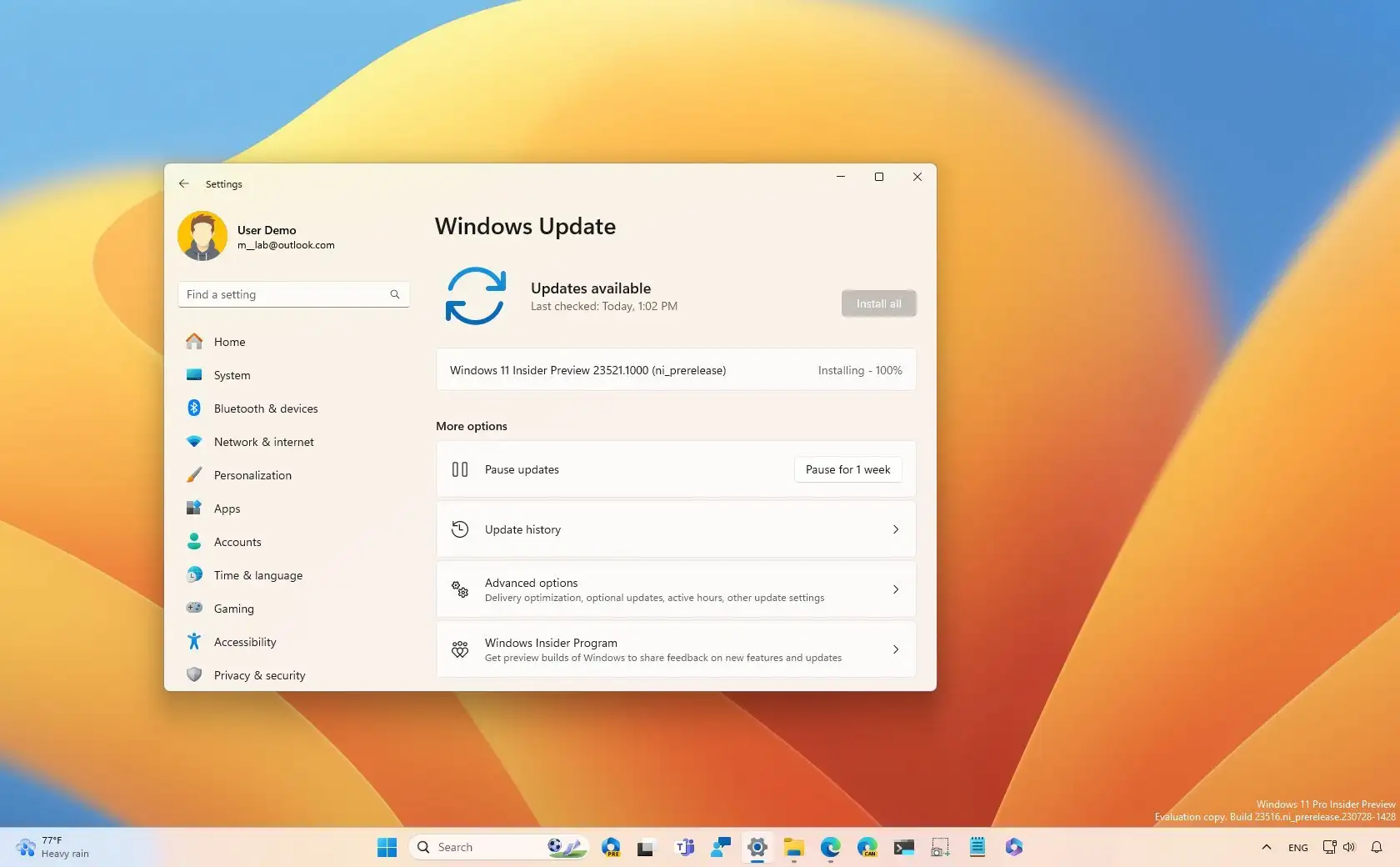 Windows 11 版本 23521 在開發頻道中發布