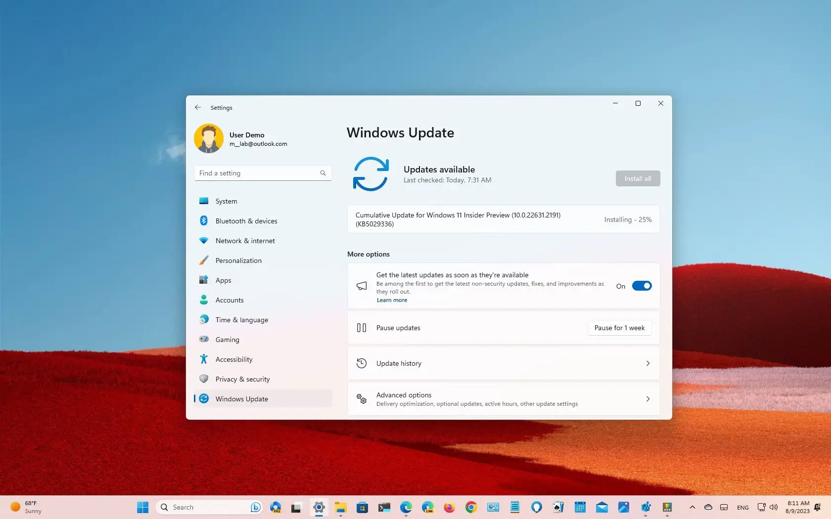 Windows 11 build 22631.2191 (KB5029336) 在 Beta 頻道中推出