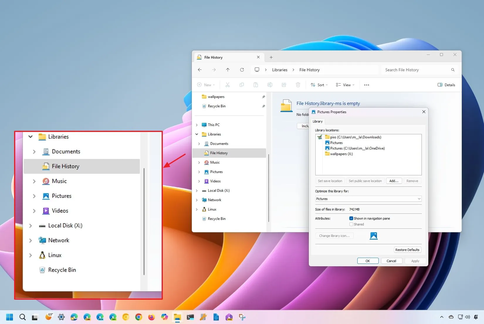 如何在 Windows 的文件资源管理器上显示和管理库 - 数字指南