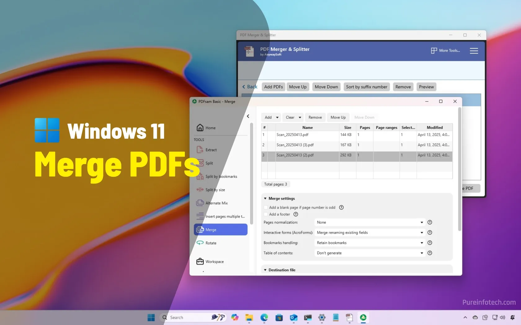 如何将多个PDF文件组合到Windows 11上的一个文档中