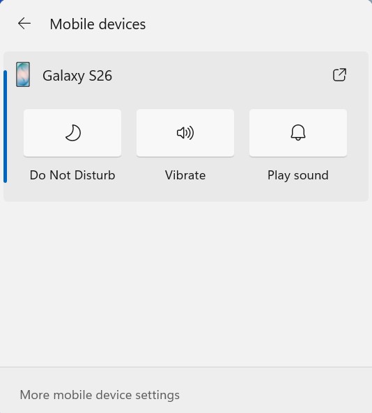 Windows 11 快速设置中的移动设备面板