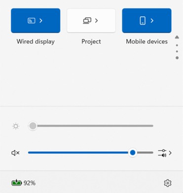 Windows 11 快速设置手机控制选项