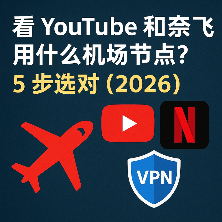 看 YouTube 和奈飞用什么机场节点？5 步选对（2026）