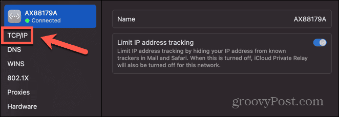 Mac TCP/IP 菜单