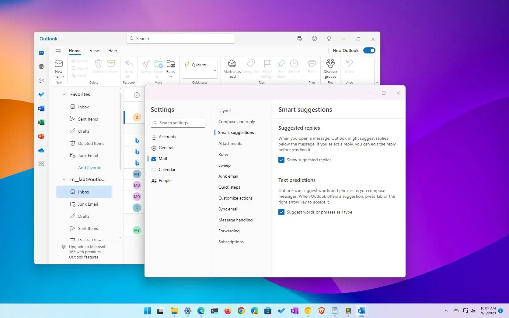 如何在 Windows 11 的新 Outlook 應用程式上停用智慧建議 - 数字指南